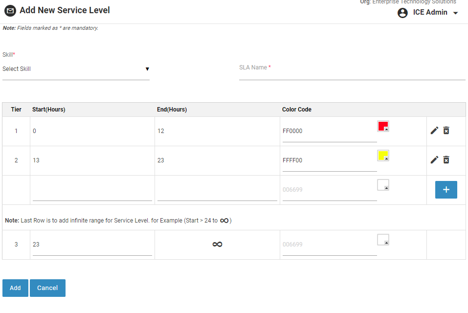 Add new service level 1