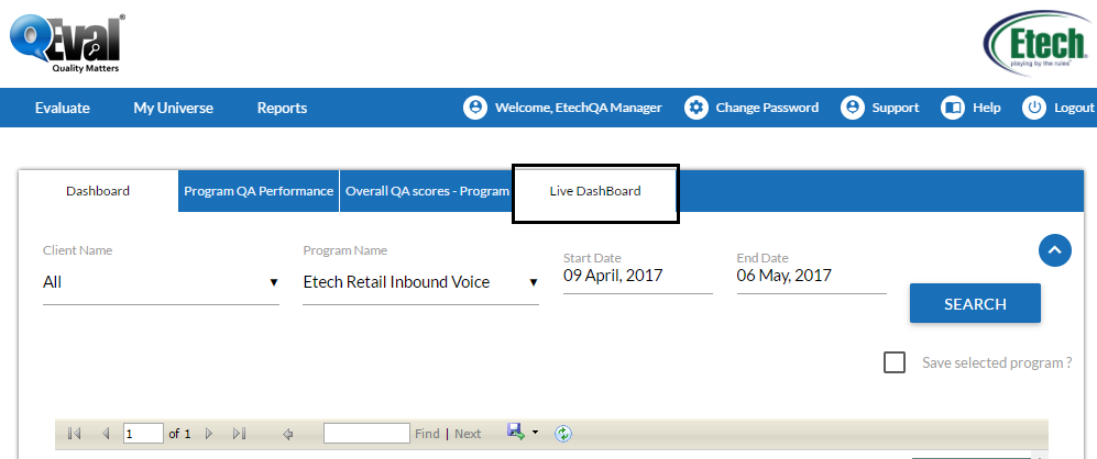 Live dashboard 1